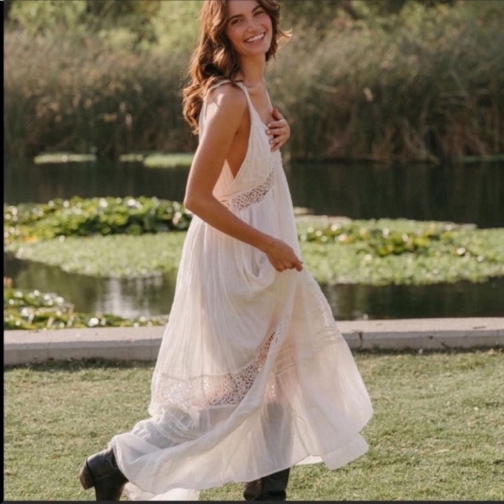 Free People Clara Lace Maxi Dress Ivory - NWT